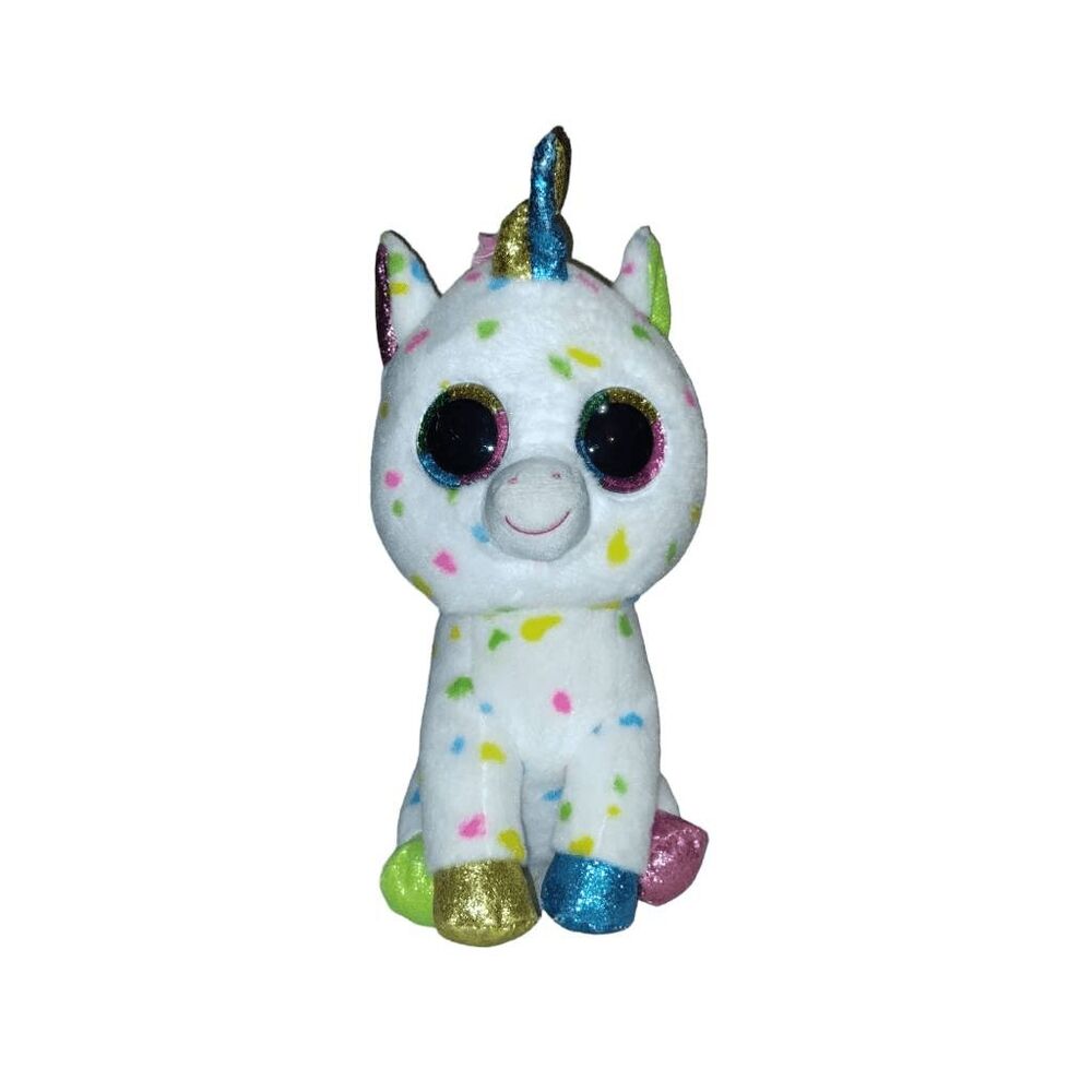 Ty Harmonie Unicorn Beanie Boo Stuffed Plush Toy Big Sparkly Eyes Rainbow 10"